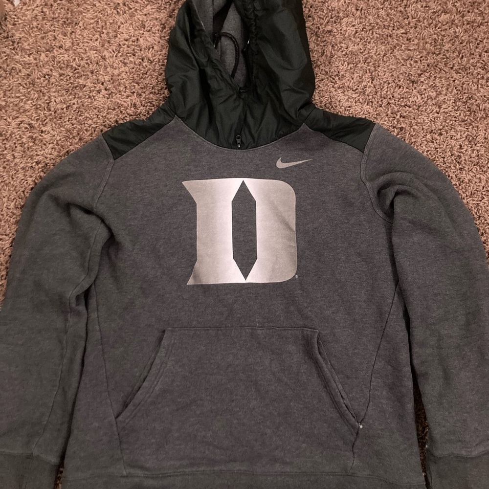 Nike Gray and Black Hoodie with Silver Logo